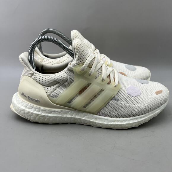 adidas UltraBoost 5.0 DNA Running Shoes Women Size 8 White Polka Dot Sneakers - Picture 1 of 8